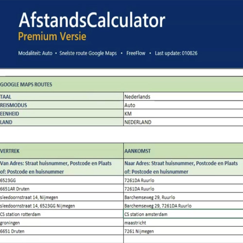 AfstandsCalculator Premium (FreeFlow) o.b.v. Google Maps - Afbeelding 2