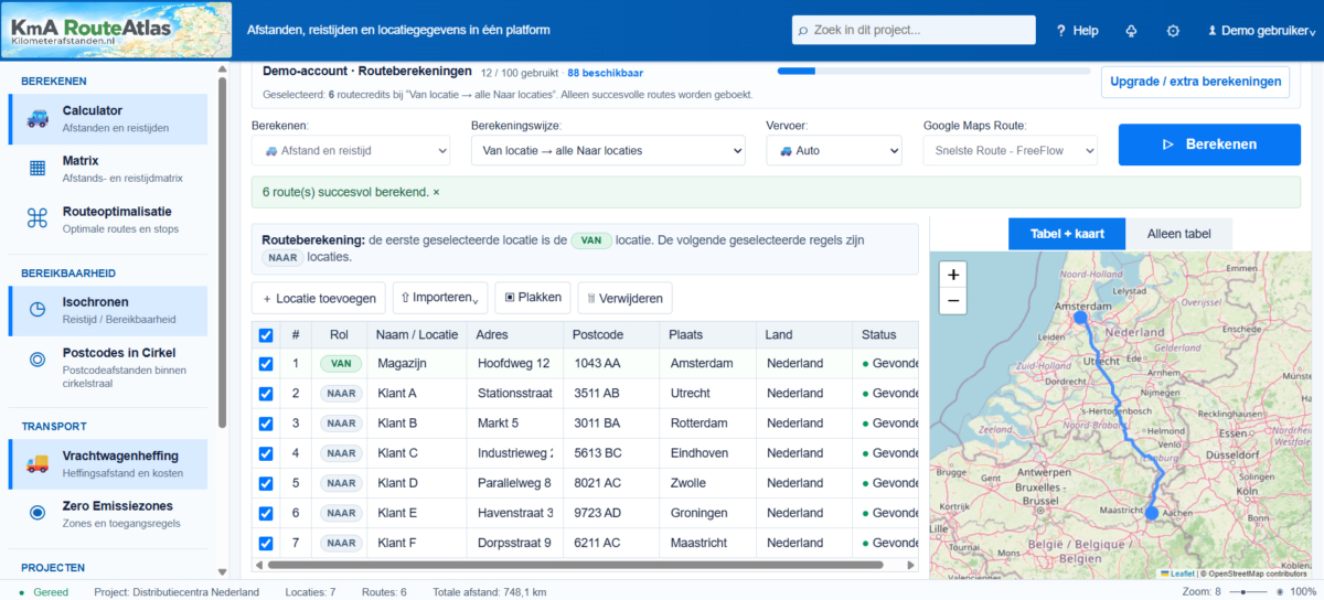 RouteAtlas demo RouteAtlas